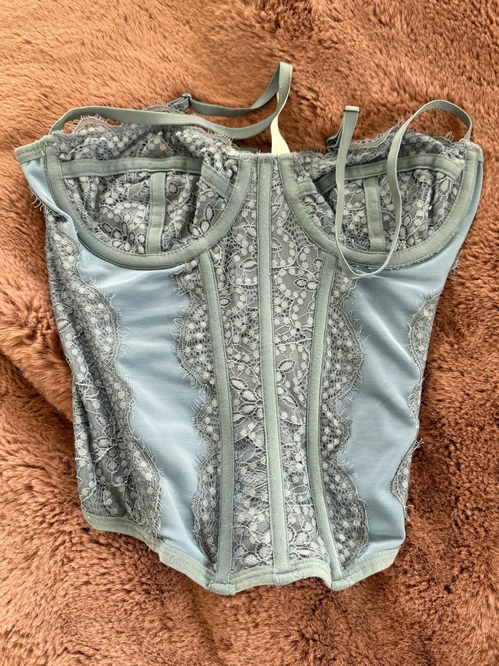 Urban Outfitters Blue Lace Bustier Corset Top
